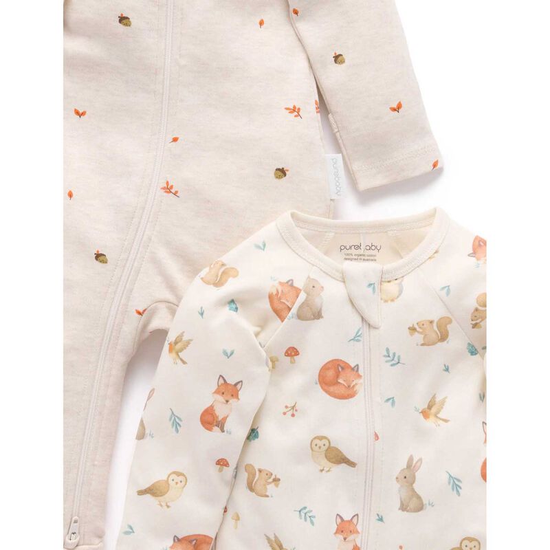 Purebaby Printed Zip Growsuit Pack image number 3